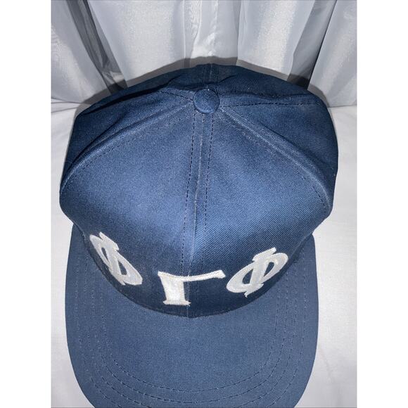 VTG 80s 90s Phi Gamma Phi Fraternity SnapBack Hat Very Dark Blue And White USA main image 4